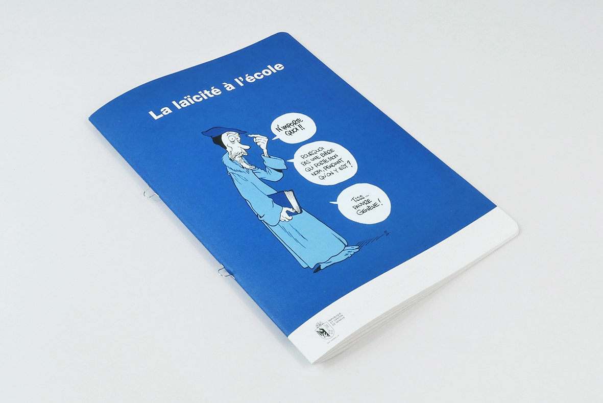 L’Atelier Schnegg+: graphistes, typographes, UI designers. Client: DIP. Mandat: DIP – Brochure La laïcité à l'école.